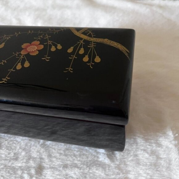 Vintage Black Music Jewelry Box Sone Ware Orgel Tokyo Japan Floral - Picture 3 of 8